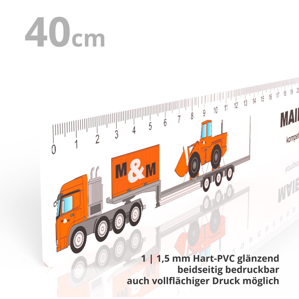 Plastic liniaal 40 cm wit glanzend
