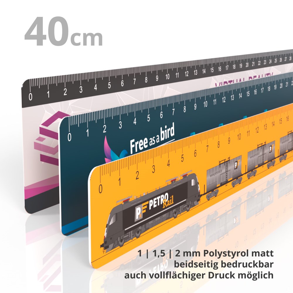 Plastic liniaal 40 cm wit mat