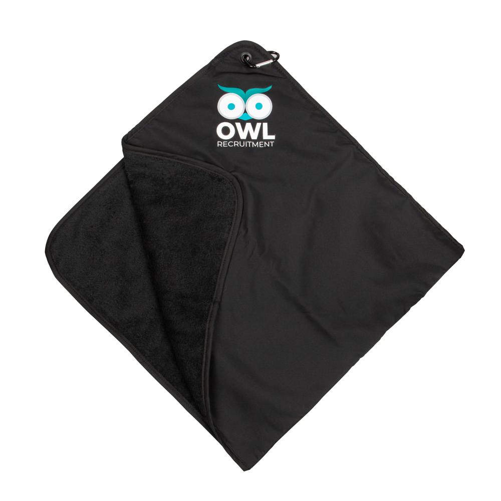 2 in 1 golfhanddoek met regenhoes