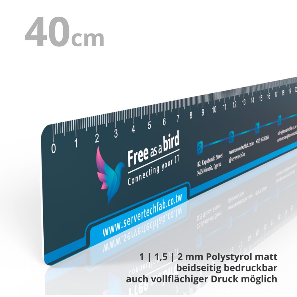 Plastic liniaal 40 cm wit mat