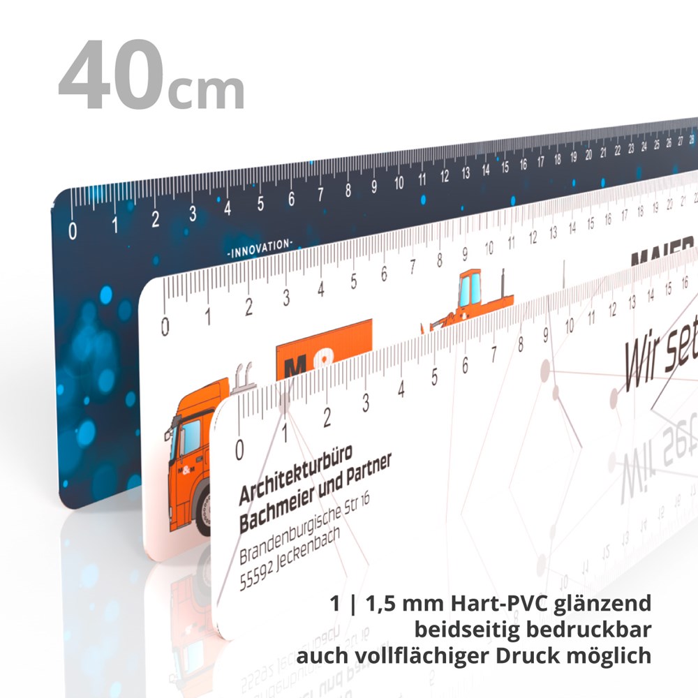 Plastic liniaal 40 cm wit glanzend