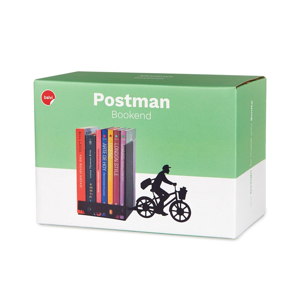 Boekensteun,Postman,zwart,metaal
