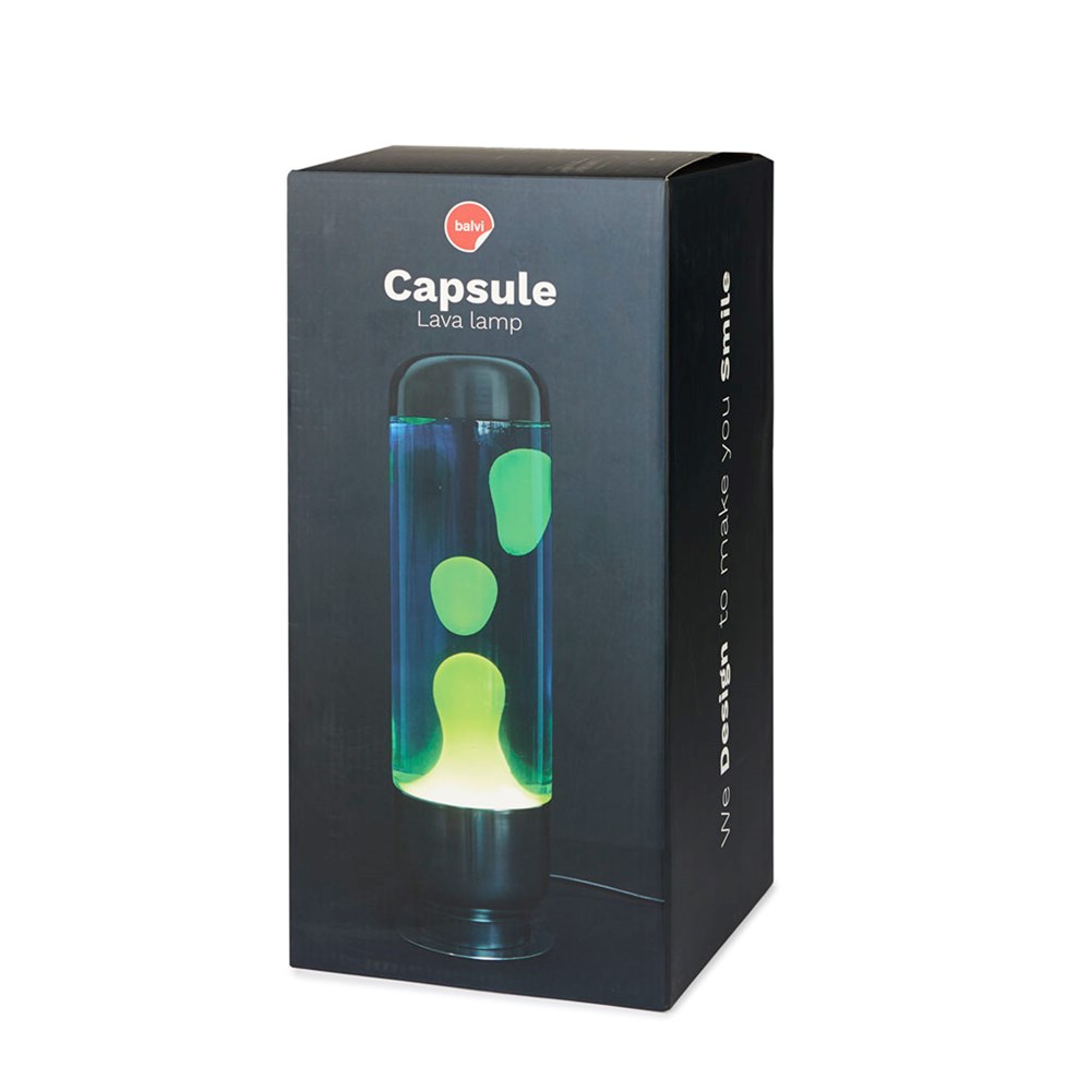 Lavalamp,Capsule,blauw/lime,aluminium
