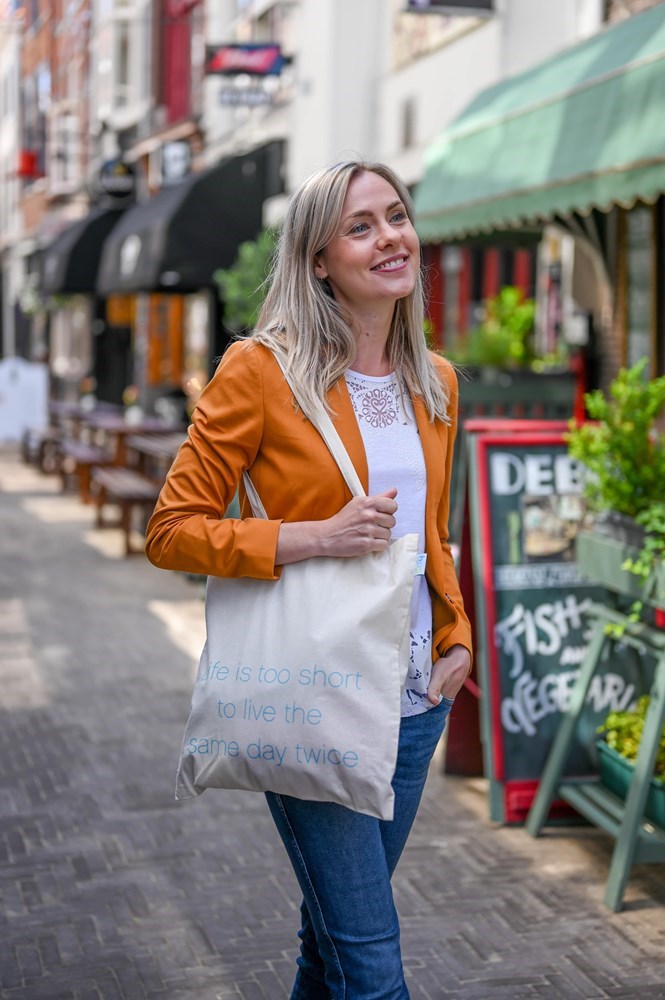Katoenen tas met lange hengsels, 140 gr/m² Katoenen tas met lange hengsels, 140 gr/m²