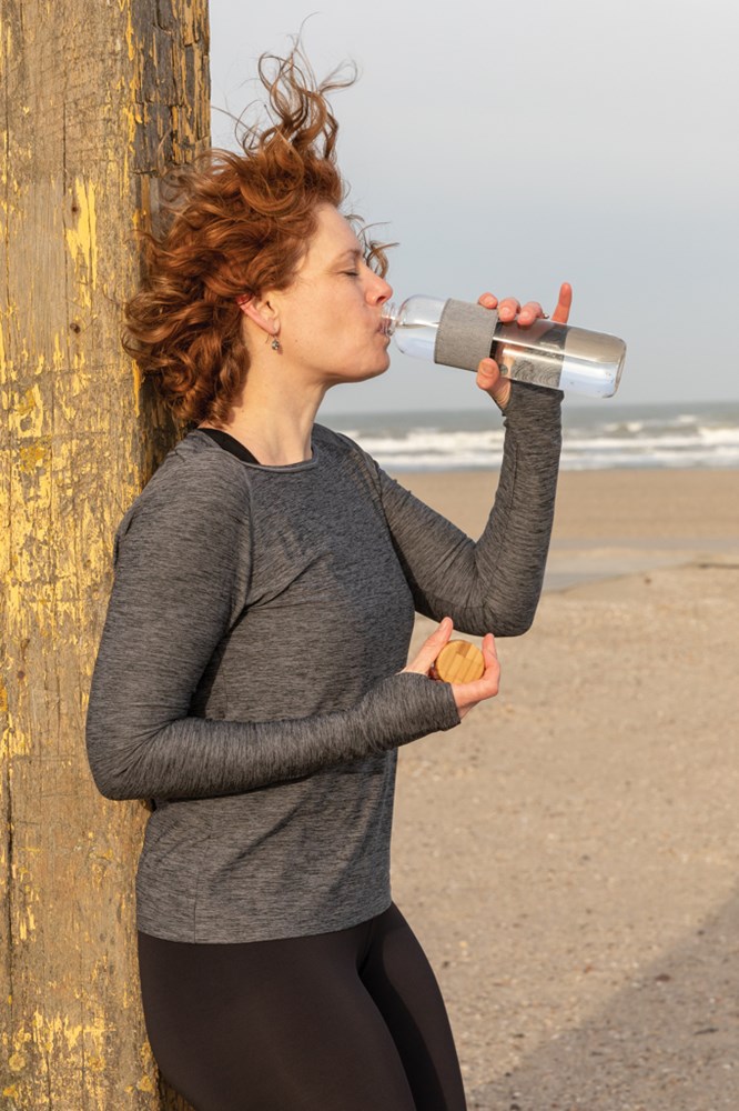 Impact borosilicaat glazen fles met bamboe deksel