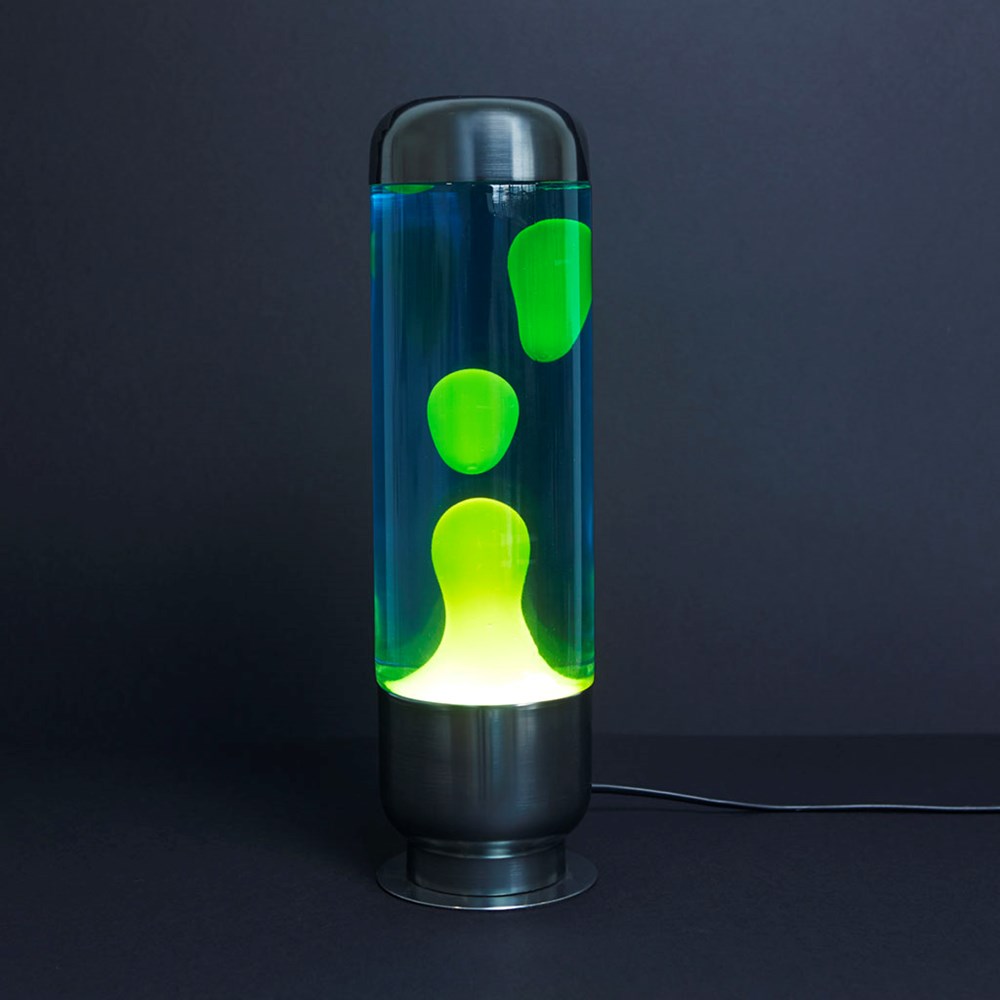 Lavalamp,Capsule,blauw/lime,aluminium