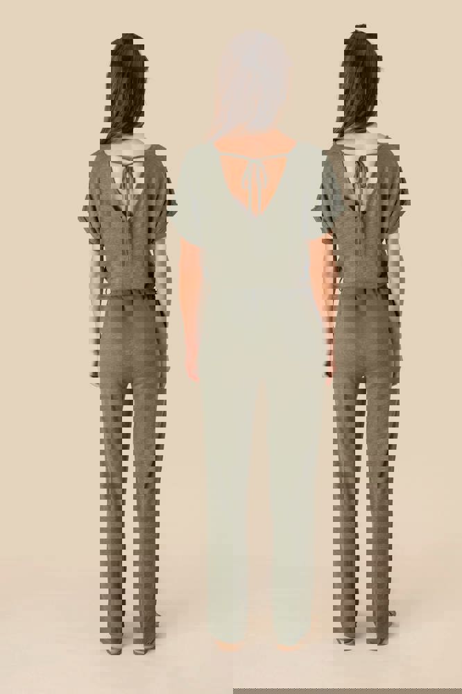 SP5004 - Tricot jumpsuit met korte mouwen voor dames in linnen SP5004 - Tricot jumpsuit met korte mouwen voor dames in linnen